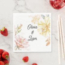 Pretty personalized wedding napkins