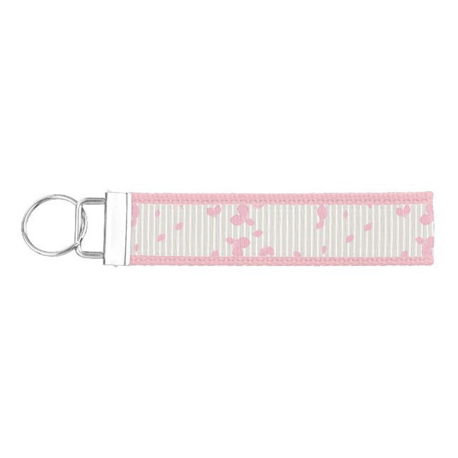 Pretty Petals on Stripes Wrist Keychain (Keys on Left)