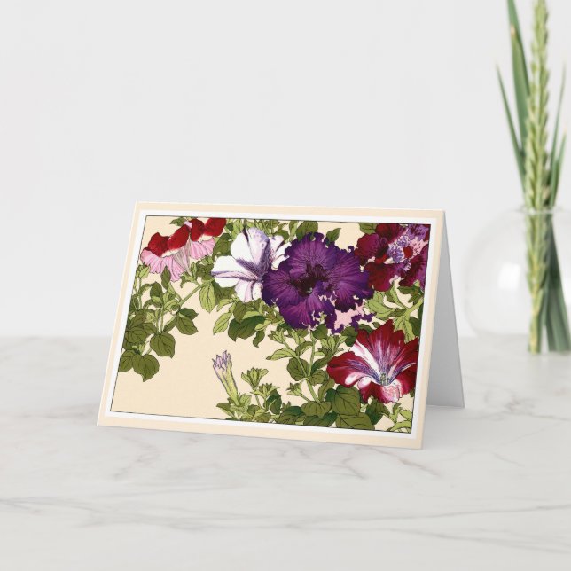 Pretty Petunias Botanical Art Card (Front)