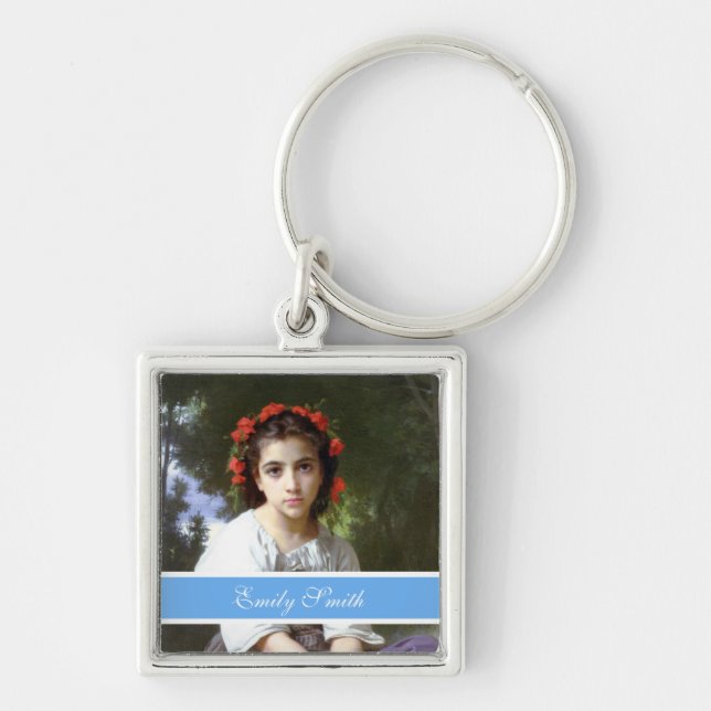 pretty photo keychain, sky blue keychain (Front)