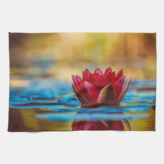Pretty Photo of a Lotus Flower in a Pond Kitchen Towel (Horizontal)