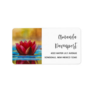 Pretty Photo of a Lotus Flower in a Pond Label