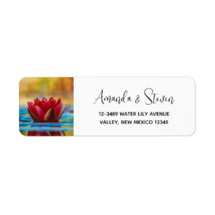 Pretty Photo of a Lotus Flower in a Pond Label