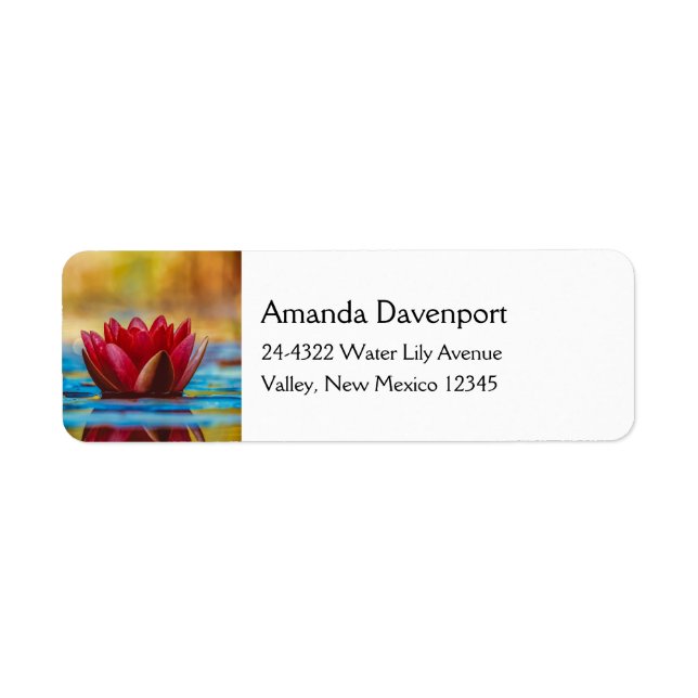 Pretty Photo of a Lotus Flower in a Pond Label (Front)