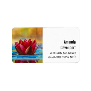 Pretty Photo of a Lotus Flower in a Pond Label
