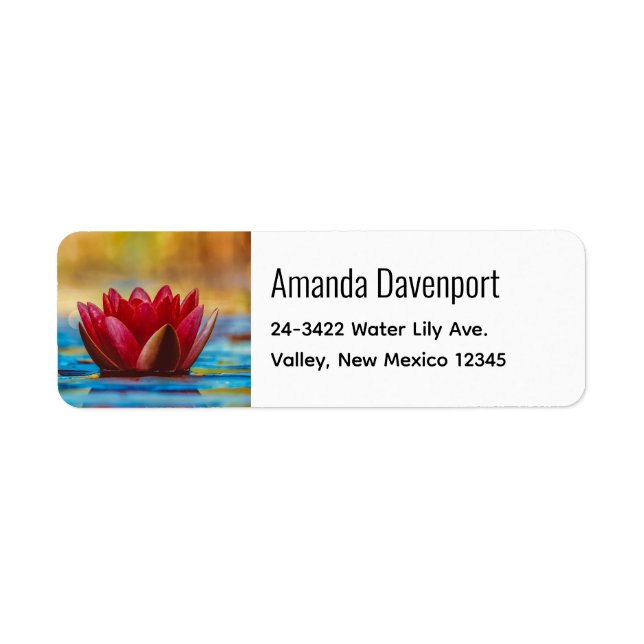 Pretty Photo of a Lotus Flower in a Pond Label (Front)