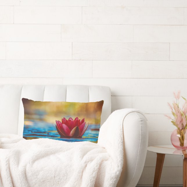 Pretty Photo of a Lotus Flower in a Pond Lumbar Pillow (Couch)