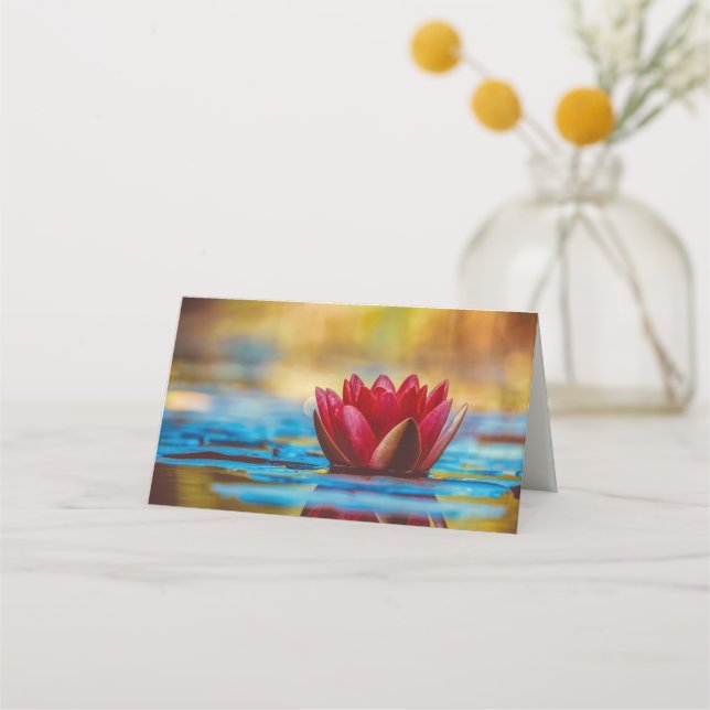 Pretty Photo of a Lotus Flower in a Pond Place Card (Front)