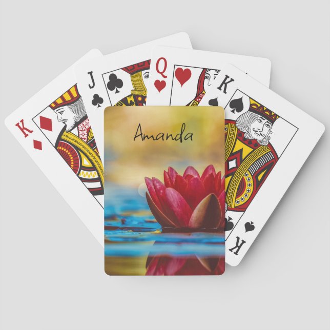 Pretty Photo of a Lotus Flower in a Pond Poker Cards (Back)