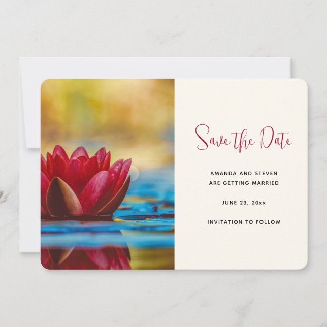 Pretty Photo of a Lotus Flower in a Pond Save The Date (Front)