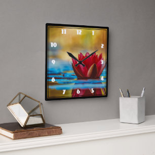 Pretty Photo of a Lotus Flower in a Pond Square Wall Clock
