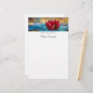 Pretty Photo of a Lotus Flower in a Pond Stationery