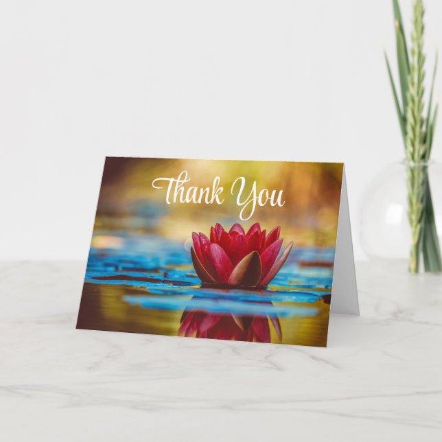 Pretty Photo of a Lotus Flower in a Pond Thank You Card (Front)