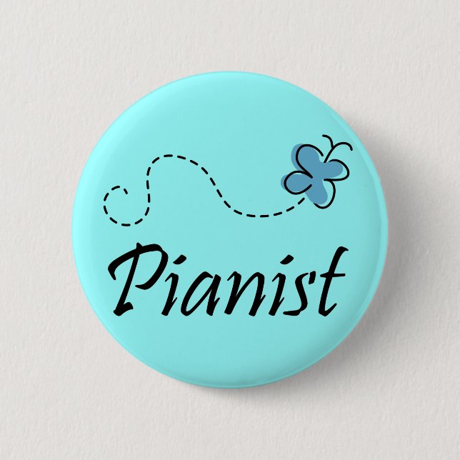 Pretty Pianist Button For Piano Lovers (Front)