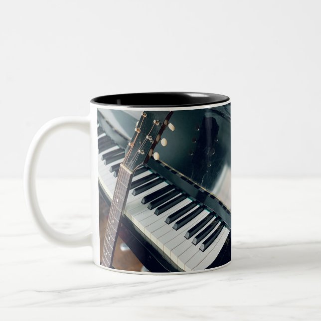 Pretty Piano Design Two-Tone Coffee Mug (Left)
