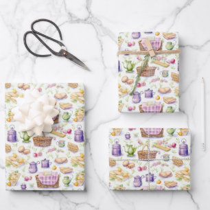 Pretty Picnic Baskets and Food Wrapping Paper Sheets