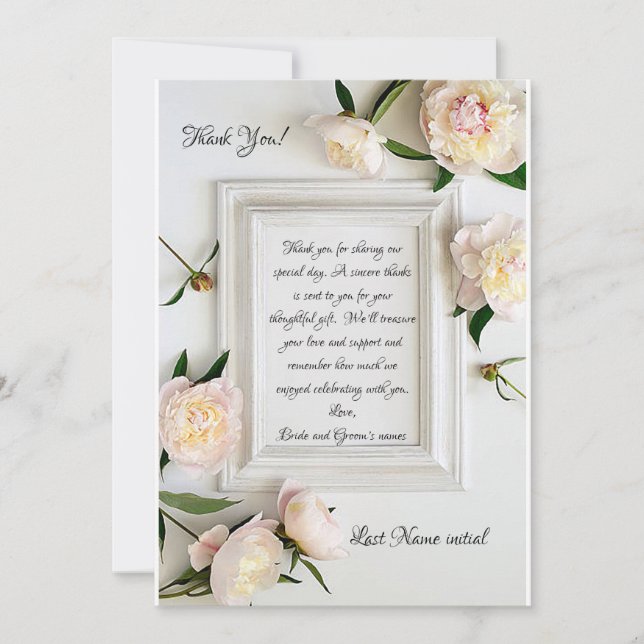 Pretty Picture Frame Wedding Thank You Card (Front)