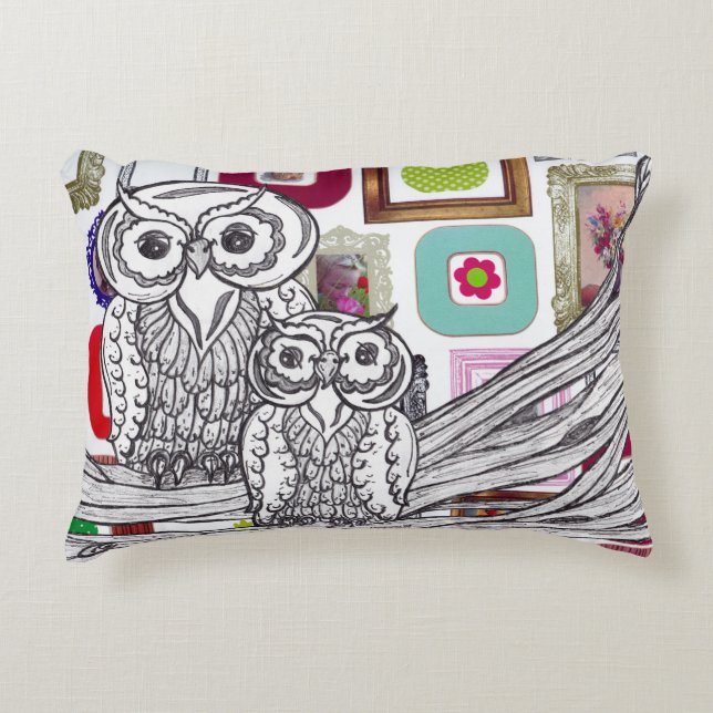 Pretty Picture Owls Decorative Pillow (Front)