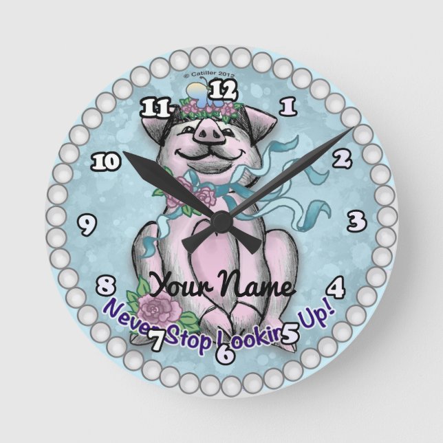 Pretty Piggy   Round Clock (Front)