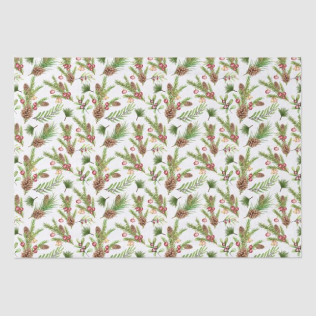 Pretty Pine Cones and Cuttings Botanical Tissue Paper (Front)