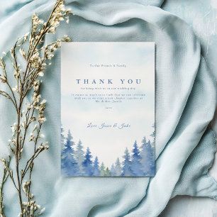 Pretty pine trees winter wedding table thank you