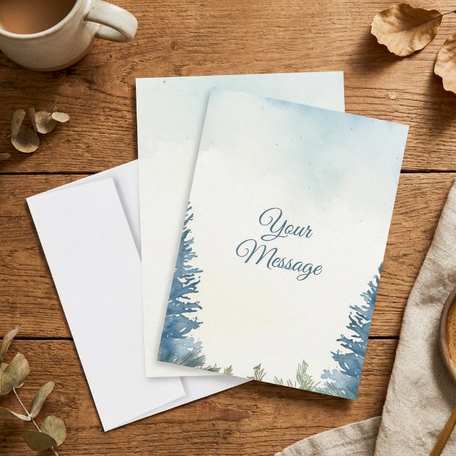 Pretty pine trees your message holiday  note card (Pretty pine trees your message holiday note card.)