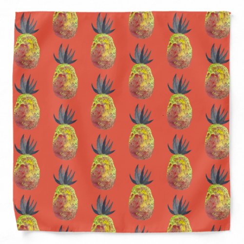 Pretty Pineapple Pattern Red Yellow Blue Bandana