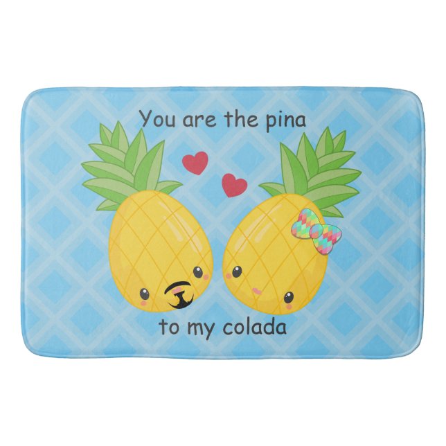 Pretty Pineapple Tropical Pina Colada Romantic Bath Mat (Front)