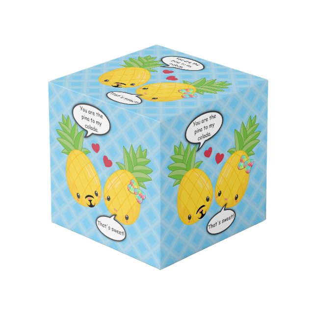 Pretty Pineapple Tropical Pina Colada Romantic Cube (Front Angled)