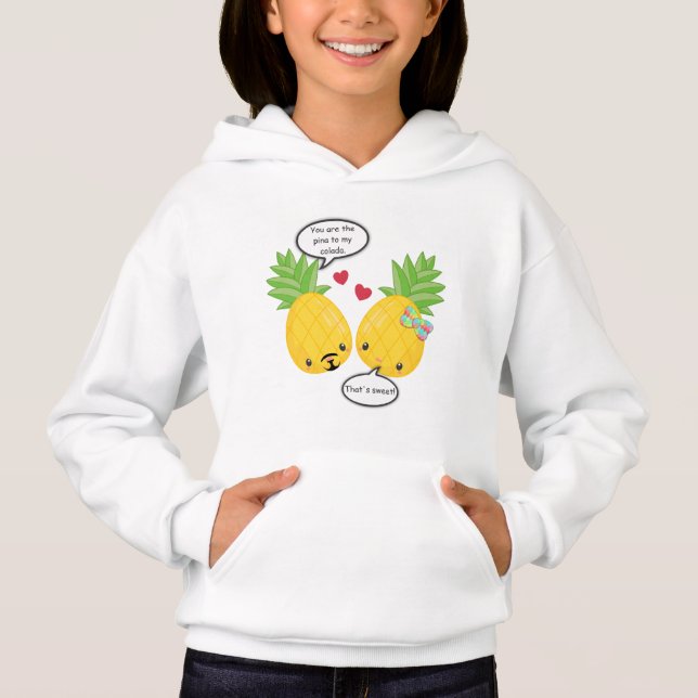Pretty Pineapple Tropical Pina Colada Romantic Hoodie (Front)