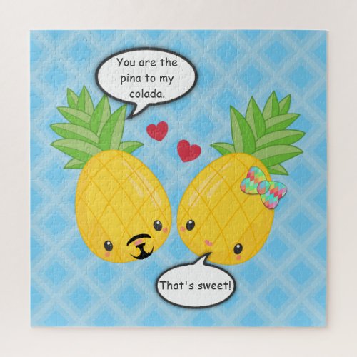 Pretty Pineapple Tropical Pina Colada Romantic Jigsaw Puzzle