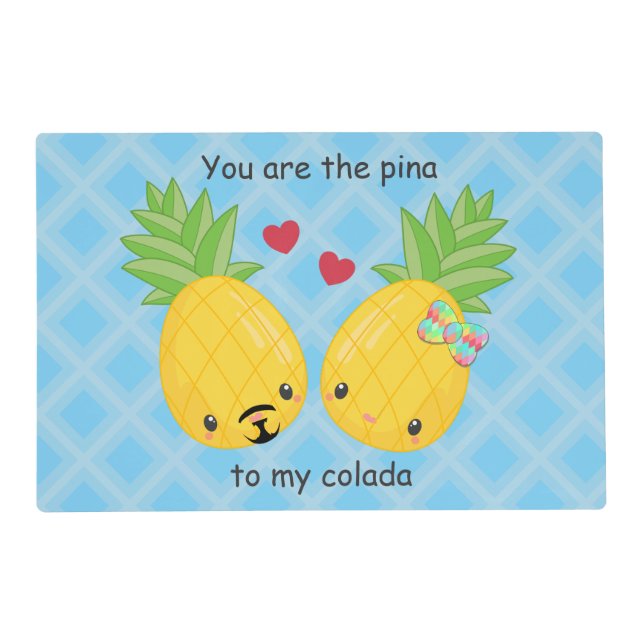 Pretty Pineapple Tropical Pina Colada Romantic Placemat (Front)