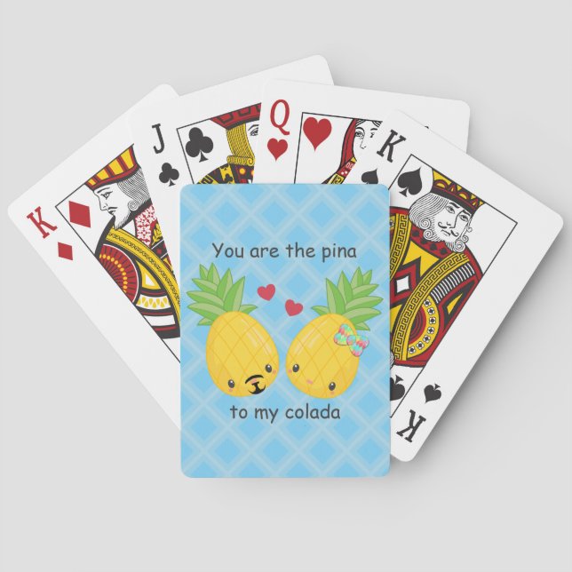 Pretty Pineapple Tropical Pina Colada Romantic Poker Cards (Back)