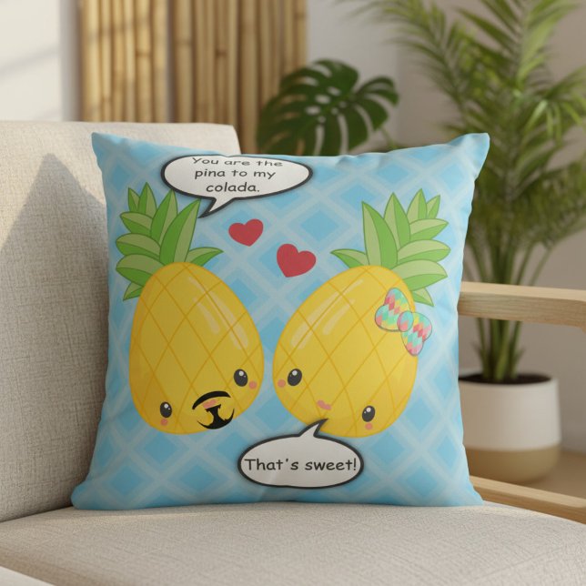 Pretty Pineapple Tropical Pina Colada Romantic Throw Pillow (Creator Uploaded)