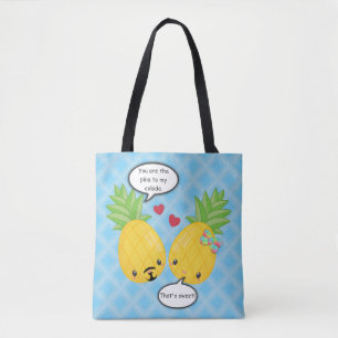 Pretty Pineapple Tropical Pina Colada Romantic Tote Bag