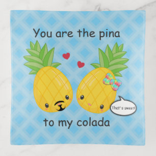 Pretty Pineapple Tropical Pina Colada Romantic Trinket Tray