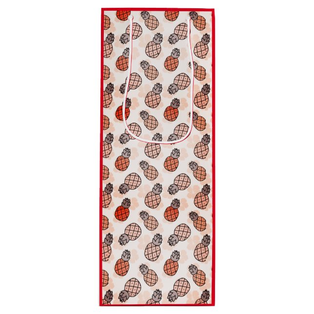 Pretty Pineapple With Red Background Wine Gift Bag (Front)