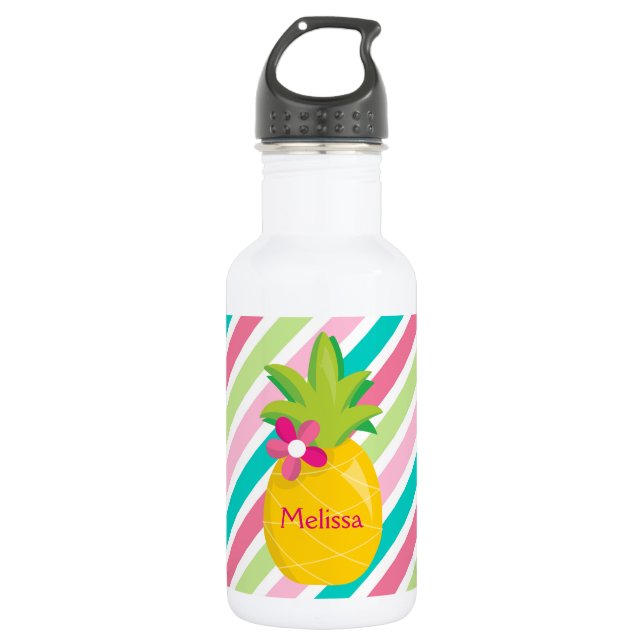 Pretty Pineapples Bright Stainless Steel Water Bottle (Front)