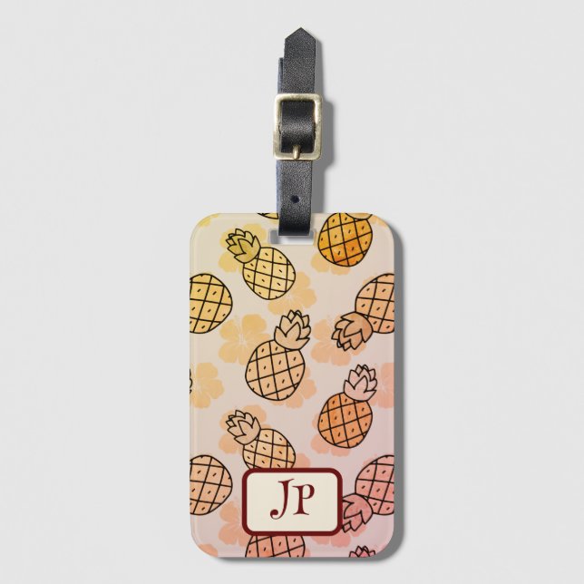 Pretty Pineapples Luggage Tag (Front Vertical)