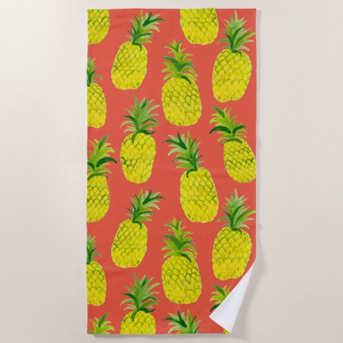 Pretty Pineapples Summer Fun Fruit Beach Towel