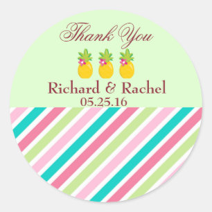 Pretty Pineapples Thank You Classic Round Sticker