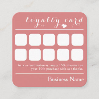 PRETTY PINK 10 PUNCH BUSINESS LOYALTY REWARD CARD