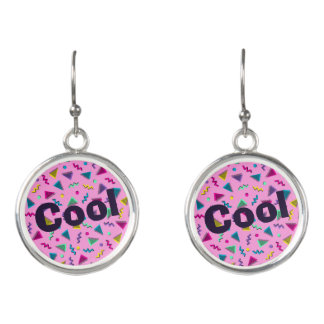 Pretty Pink 1980's style geometrical design Earrings