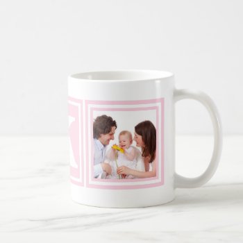 Pretty Pink 2 Photos With Large Monogram Coffee Mug by PartyHearty at Zazzle