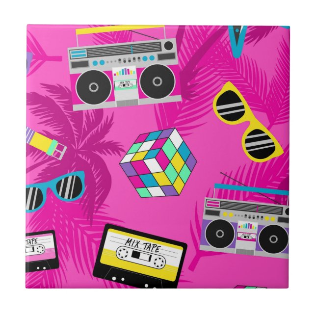 Pretty Pink 80s Ceramic Tile (Front)