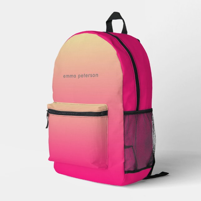 Pretty Pink Abstract Gradient Printed Backpack (Back Corner Right)
