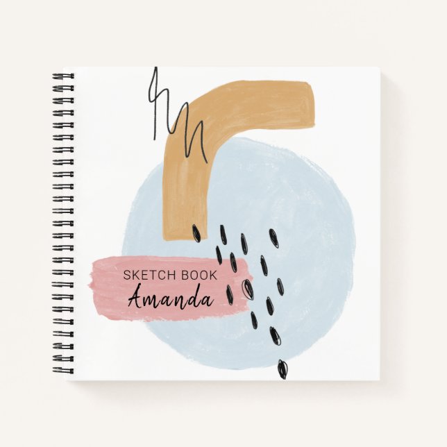 Pretty Pink Abstract Watercolor Calligraphy Name Notebook (Front)