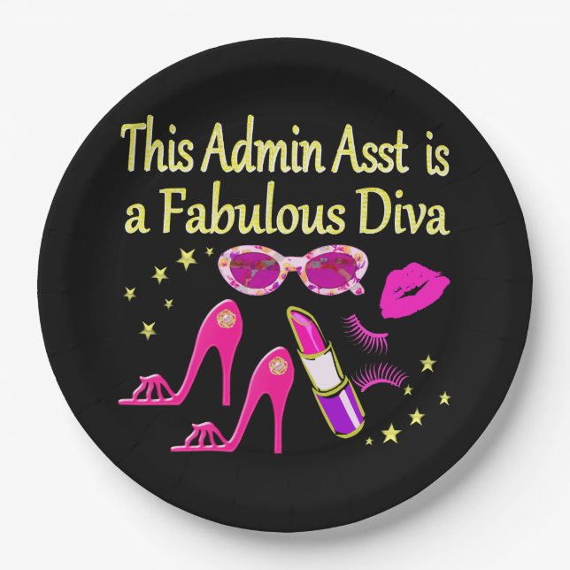 PRETTY PINK ADMIN ASST DIVA DESIGN PAPER PLATES