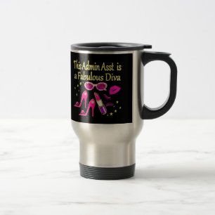 PRETTY PINK ADMIN ASST DIVA DESIGN TRAVEL MUG