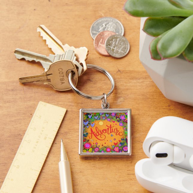 Pretty Pink Adventure Inspiring Floral Keychain (Desk)